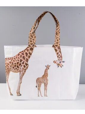 Giraffes PVC Laminated Kraft Paper Tote Bag (BRAND-NEW & SO CUTE!)